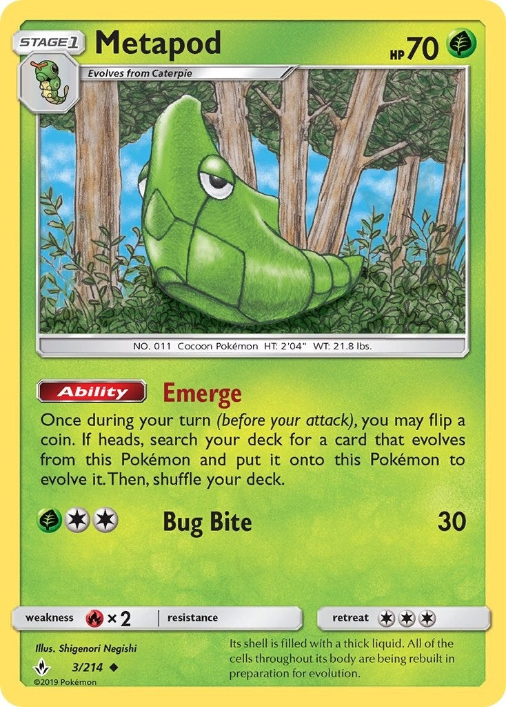 Image for Metapod (3/214) [SM - Unbroken Bonds] - Pokemon