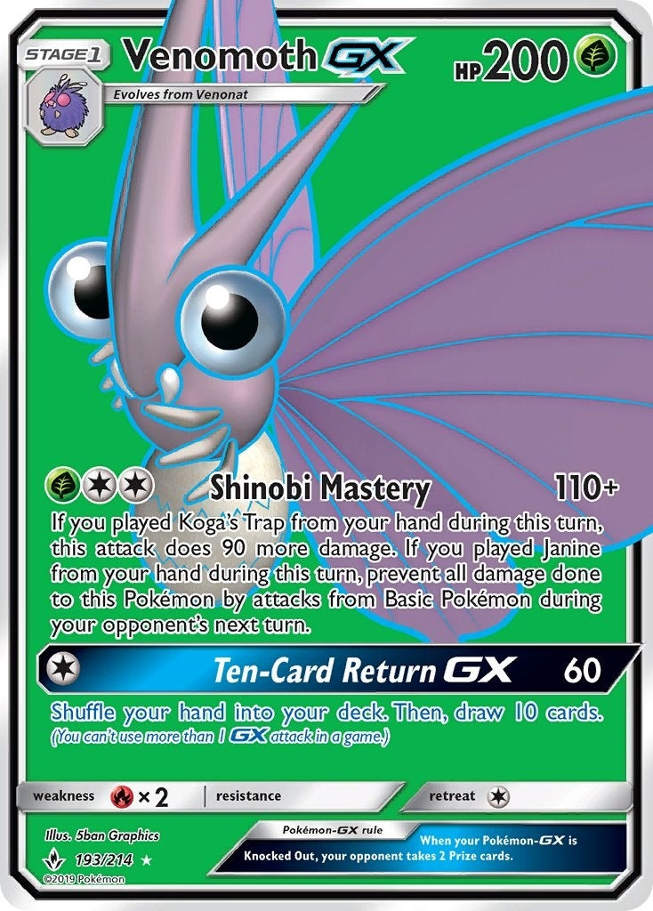 Image for Venomoth GX (Full Art) (193/214) [SM - Unbroken Bonds] - Pokemon