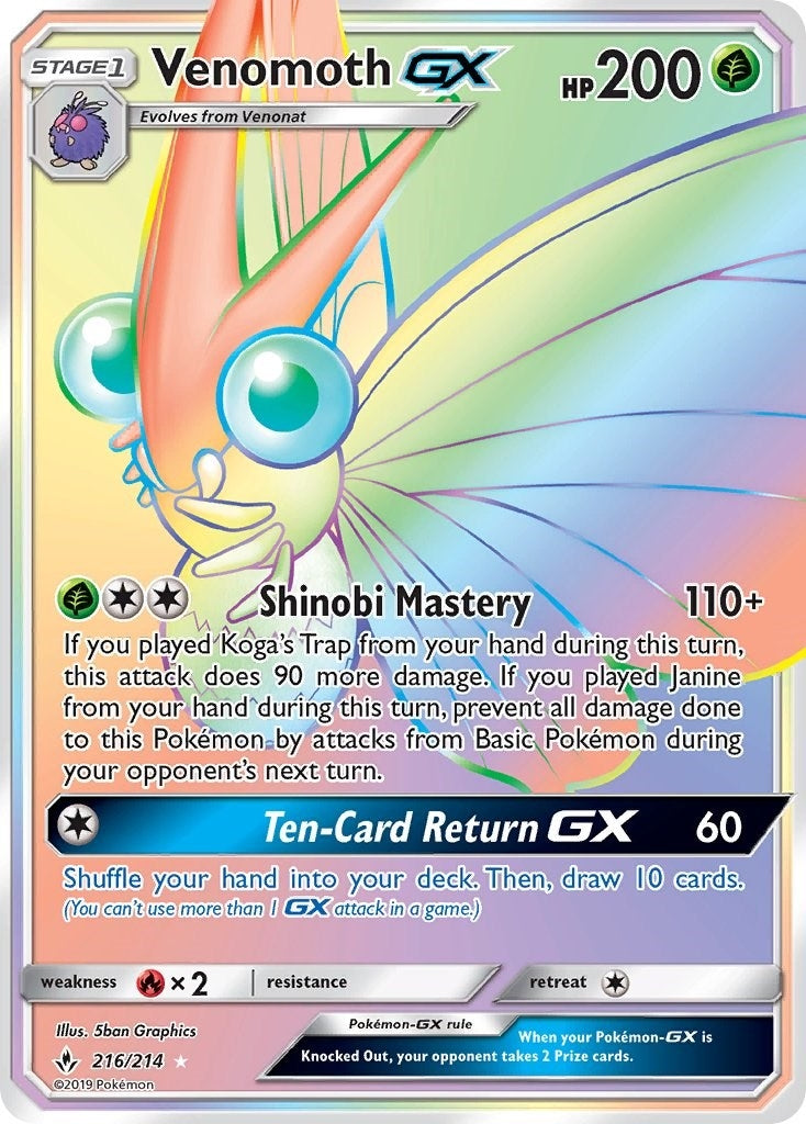 Image for Venomoth GX (Secret) (216/214) [SM - Unbroken Bonds] - Pokemon
