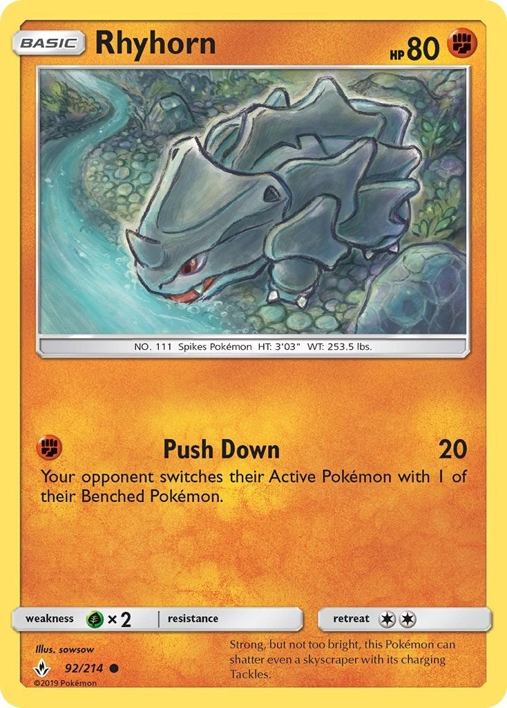 Image for Rhyhorn (92) (92/214) [SM - Unbroken Bonds] - Pokemon