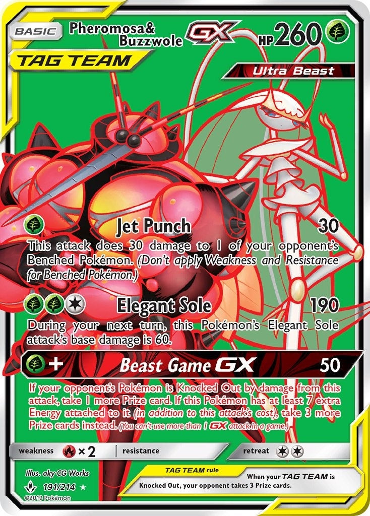 Image for Pheromosa & Buzzwole GX (191) (Full Art) (191/214) [SM - Unbroken Bonds] - Pokemon