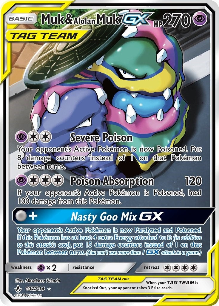 Image for Muk & Alolan Muk GX (197) (Full Art) (197/214) [SM - Unbroken Bonds] - Pokemon