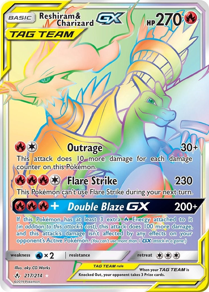 Image for Reshiram & Charizard GX (Secret) (217/214) [SM - Unbroken Bonds] - Pokemon