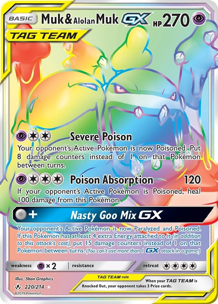 Image for Muk & Alolan Muk GX (Secret) (220/214) [SM - Unbroken Bonds] - Pokemon