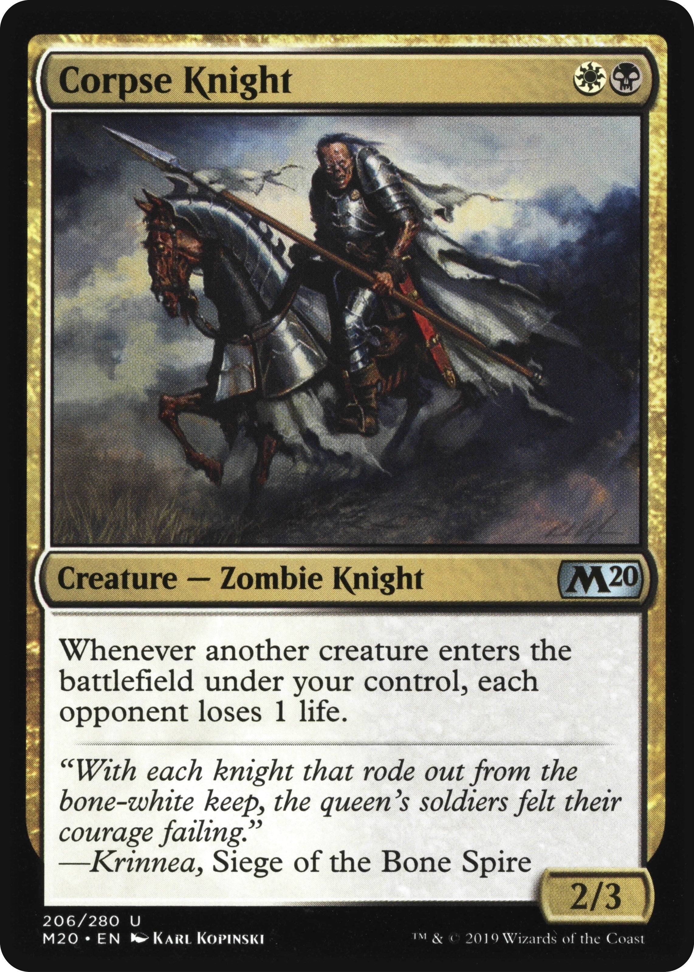 Image for Corpse Knight (2/3 Misprint) (206) [Core Set 2020] - Magic: The Gathering