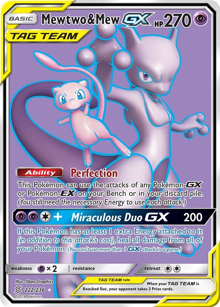 Image for Mewtwo & Mew GX (Full Art) (222/236) [SM - Unified Minds] - Pokemon