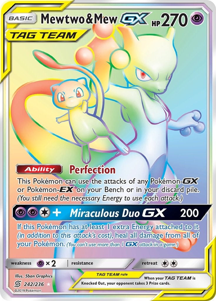 Image for Mewtwo & Mew GX (Secret) (242/236) [SM - Unified Minds] - Pokemon
