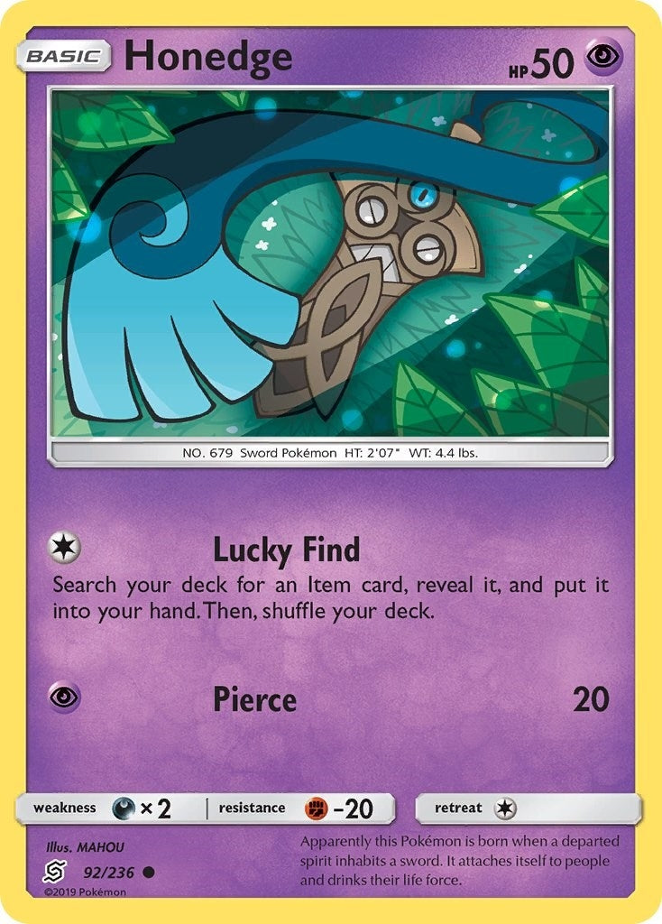 Image for Honedge (92) (92/236) [SM - Unified Minds] - Pokemon