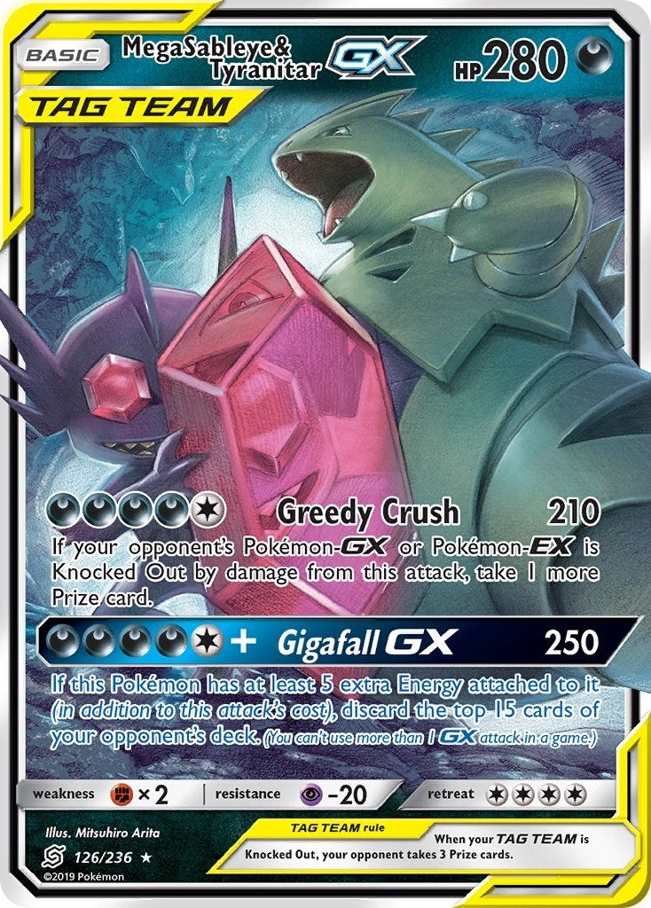 Image for Mega Sableye & Tyranitar GX (126/236) [SM - Unified Minds] - Pokemon