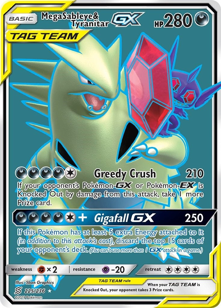 Image for Mega Sableye & Tyranitar GX (Full Art) (225/236) [SM - Unified Minds] - Pokemon