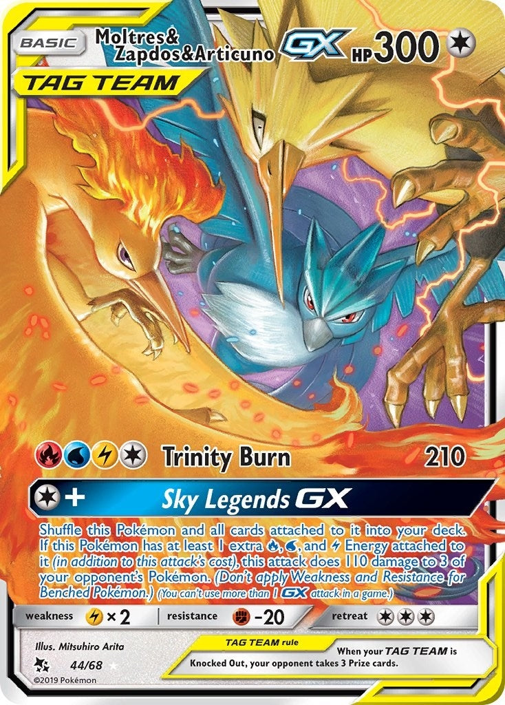 Image for Moltres & Zapdos & Articuno GX (44/68) [Hidden Fates] - Pokemon