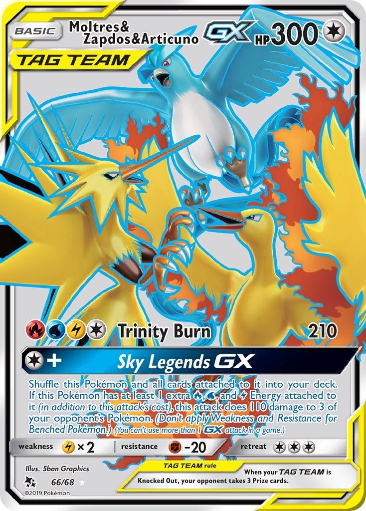 Image for Moltres & Zapdos & Articuno GX (Full Art) (66/68) [Hidden Fates] - Pokemon