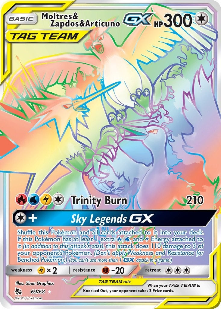 Image for Moltres & Zapdos & Articuno GX (Secret) (69/68) [Hidden Fates] - Pokemon