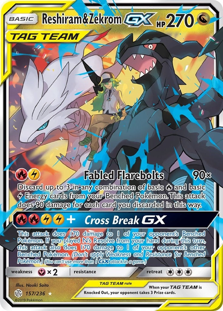Image for Reshiram & Zekrom GX (157/236) [SM - Cosmic Eclipse] - Pokemon