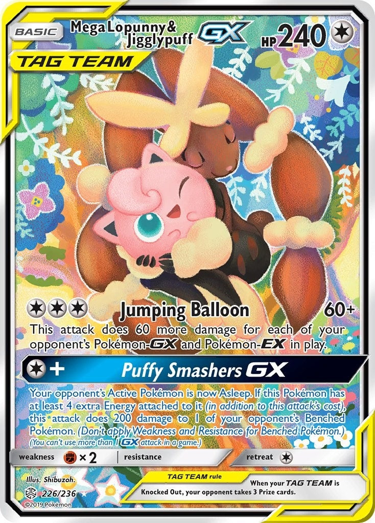 Image for Mega Lopunny & Jigglypuff GX (Alternate Full Art) (226/236) [SM - Cosmic Eclipse] - Pokemon