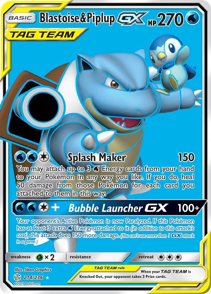 Image for Blastoise & Piplup GX (Full Art) (214/236) [SM - Cosmic Eclipse] - Pokemon