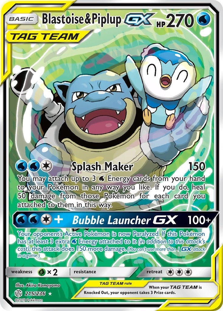 Image for Blastoise & Piplup GX (Alternate Full Art) (215/236) [SM - Cosmic Eclipse] - Pokemon