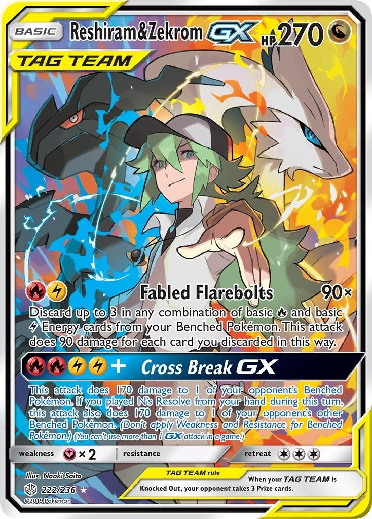 Image for Reshiram & Zekrom GX (Full Art) (222/236) [SM - Cosmic Eclipse] - Pokemon