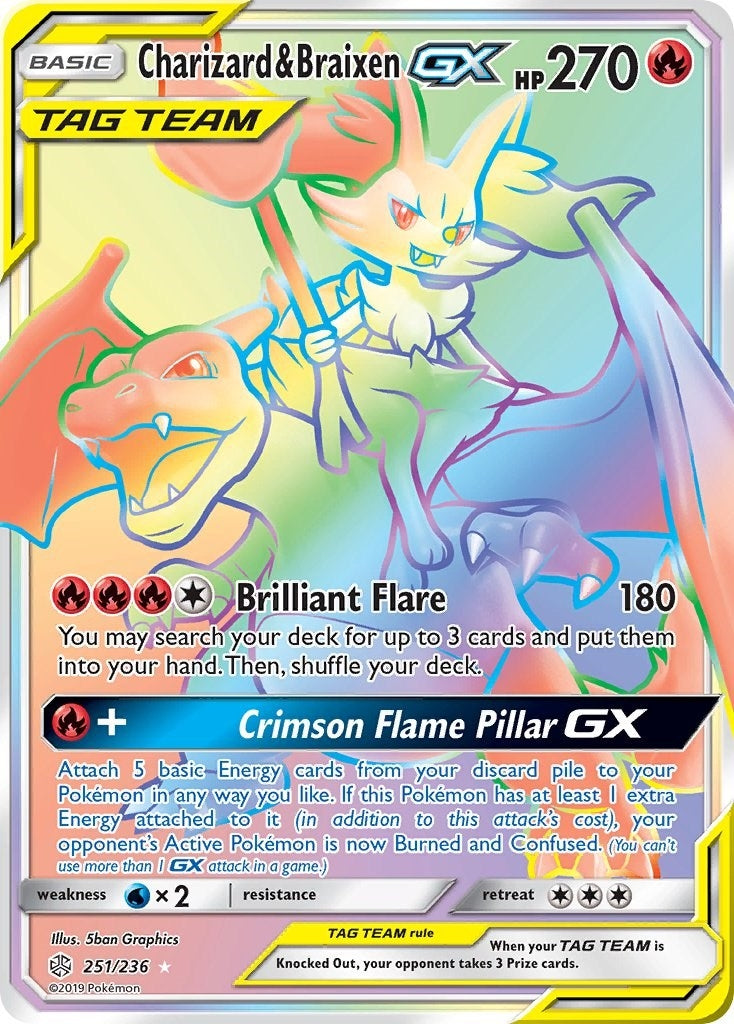 Image for Charizard & Braixen GX (Secret) (251/236) [SM - Cosmic Eclipse] - Pokemon