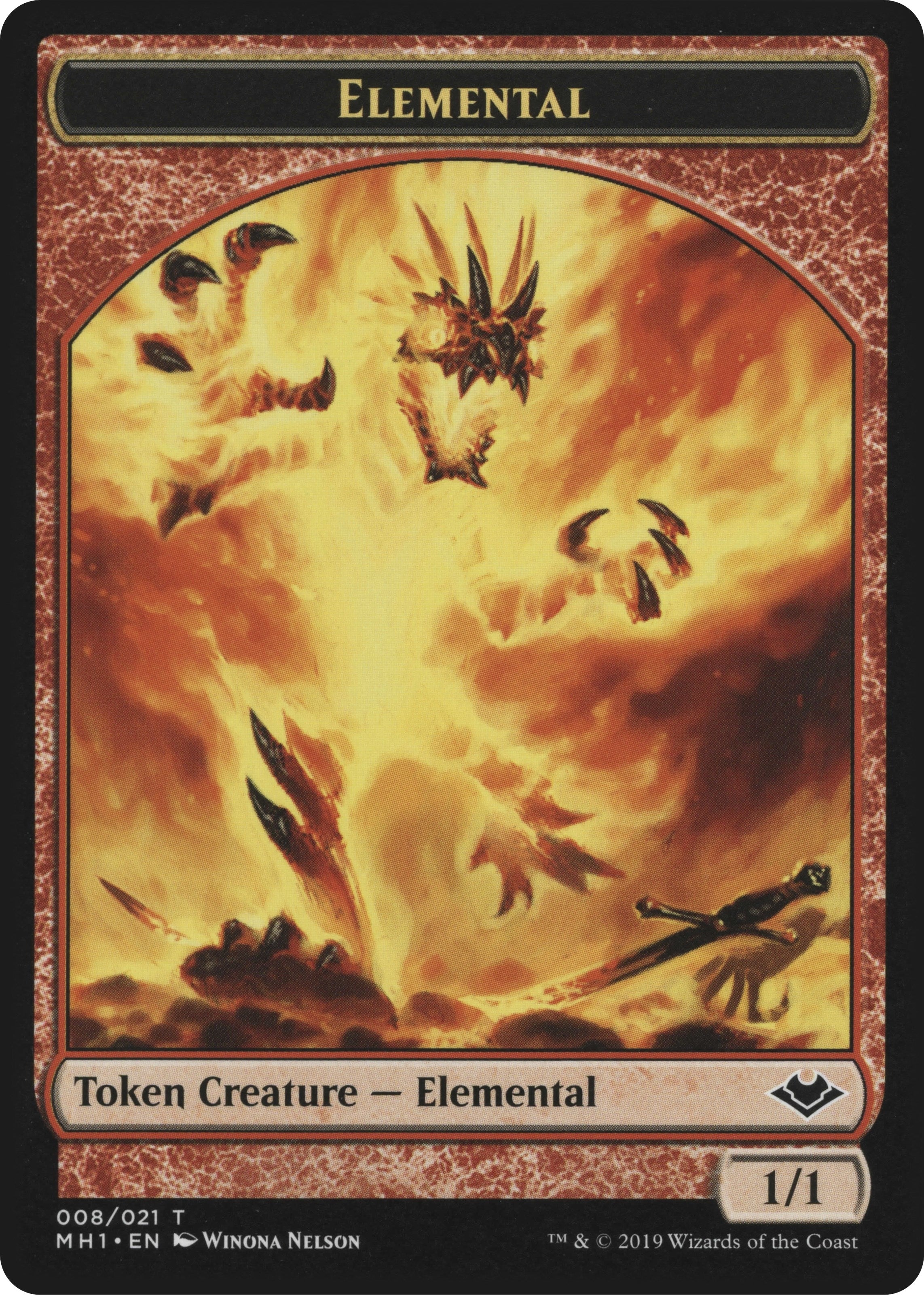 Image for Elemental (008) // Emblem - Serra the Benevolent Double-Sided Token (8 // 20) [Modern Horizons] - Magic: The Gathering
