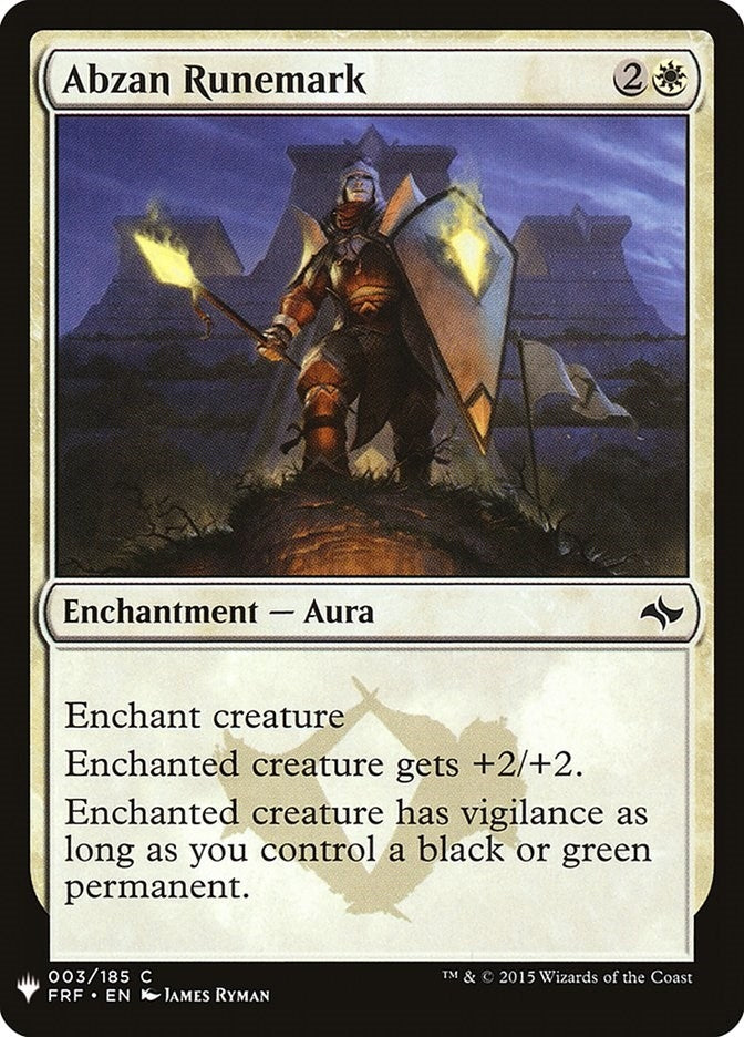 Image for Abzan Runemark (3) [The List Reprints] - Magic: The Gathering
