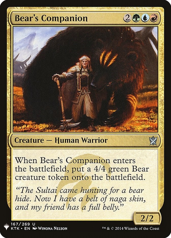 Image for Bear's Companion (167) [The List Reprints] - Magic: The Gathering
