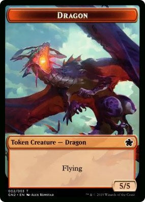Dragon (002) // Zombie Double-Sided Token (2 // 6) [Magic Game Night 2019 Tokens]