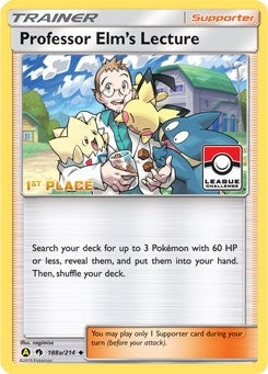 Image for Professor Elm's Lecture - 188a/214 (League Challenge) [1st Place] (188a/214) [League & Championship Cards] - Pokemon