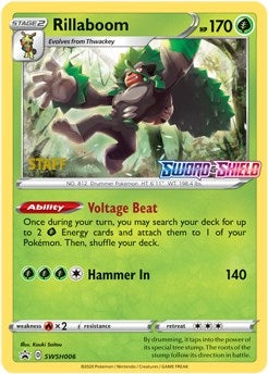 Image for Rillaboom - SWSH006 (Prerelease) [Staff] (SWSH006) [SWSH: Sword & Shield Promo Cards] - Pokemon