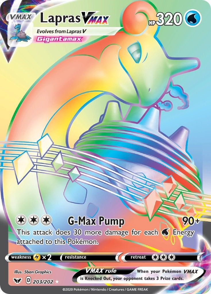 Image for Lapras VMAX (Secret) (203/202) [SWSH01: Sword & Shield Base Set] - Pokemon