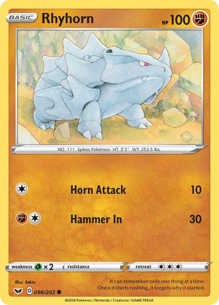 Image for Rhyhorn (096) (096/202) [SWSH01: Sword & Shield Base Set] - Pokemon