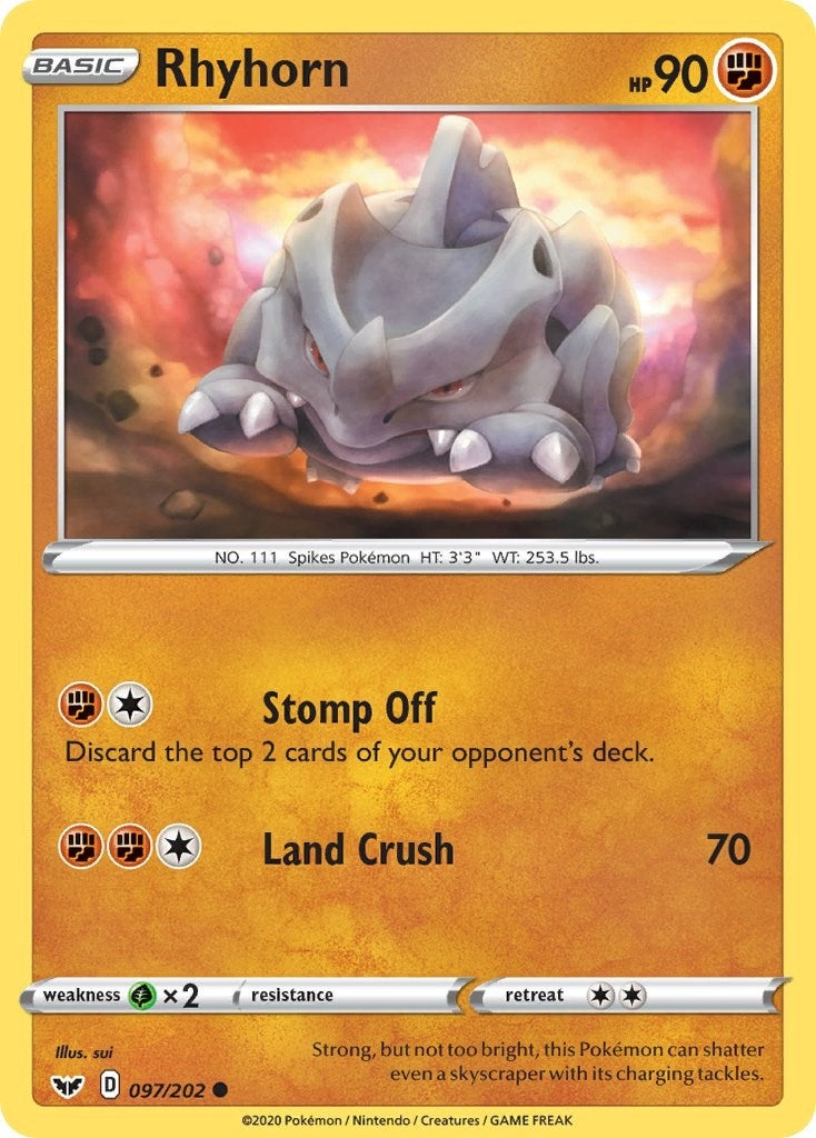 Image for Rhyhorn (097) (097/202) [SWSH01: Sword & Shield Base Set] - Pokemon