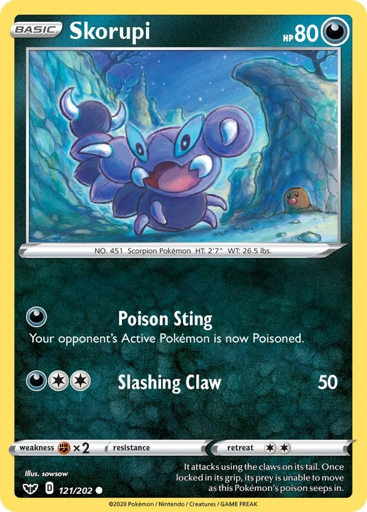 Image for Skorupi (121/202) [SWSH01: Sword & Shield Base Set] - Pokemon