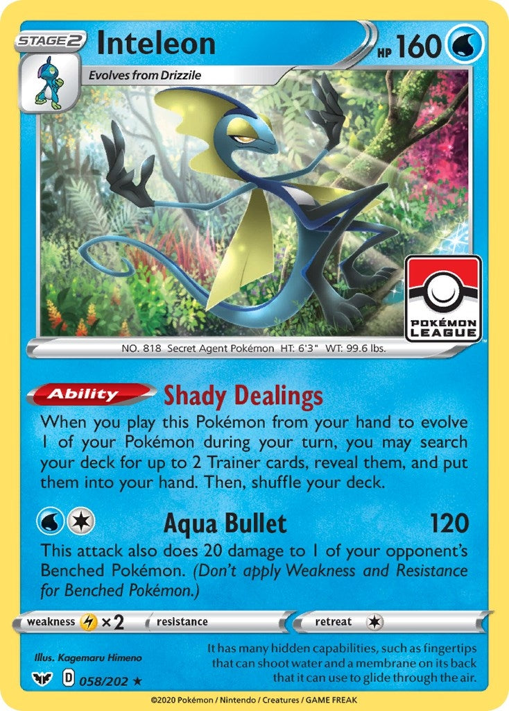 Image for Inteleon - 058/202 (Pokemon League) (058/202) [League & Championship Cards] - Pokemon