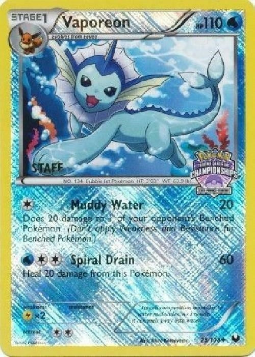 Vaporeon - 25/108 (State Championships) [Staff] (025/108) [League & Championship Cards]