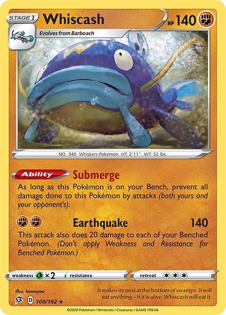 Image for Whiscash (100/192) [SWSH02: Rebel Clash] - Pokemon