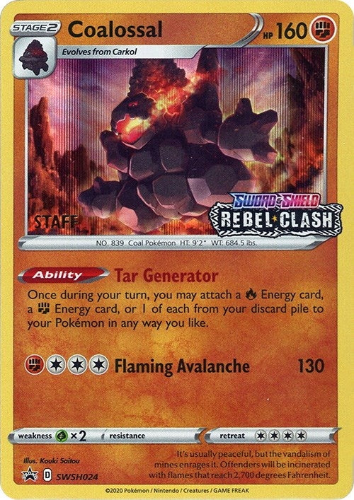 Image for Coalossal - SWSH024 (Prerelease) [Staff] (SWSH024) [SWSH: Sword & Shield Promo Cards] - Pokemon