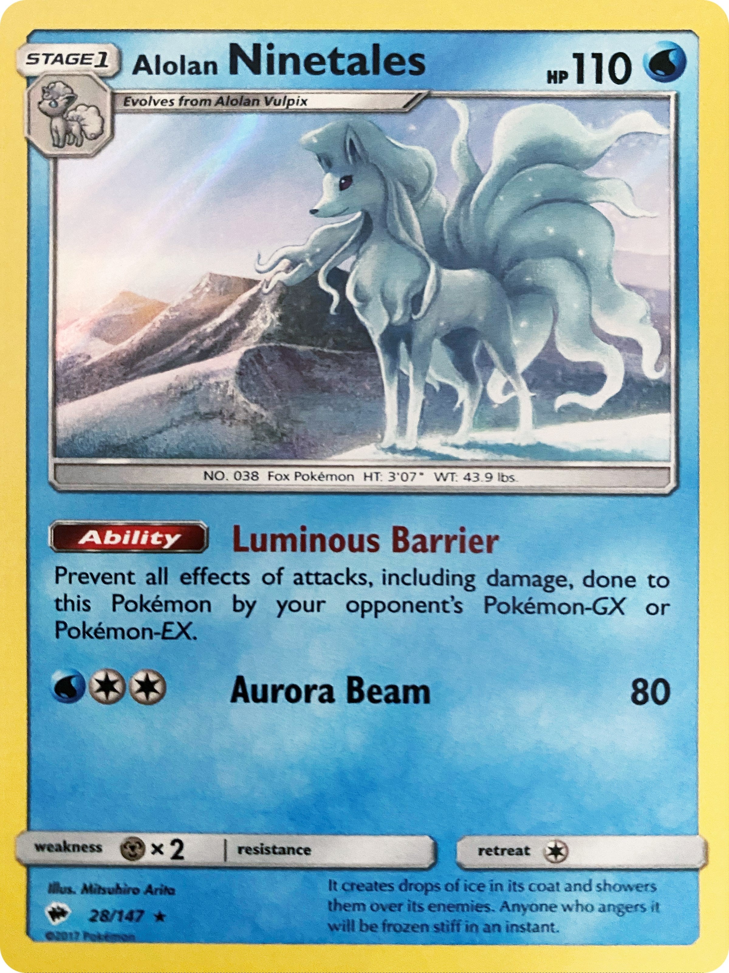 Alolan Ninetales - 28/147 (Water Web Holo) (028/147) [Miscellaneous Cards & Products]