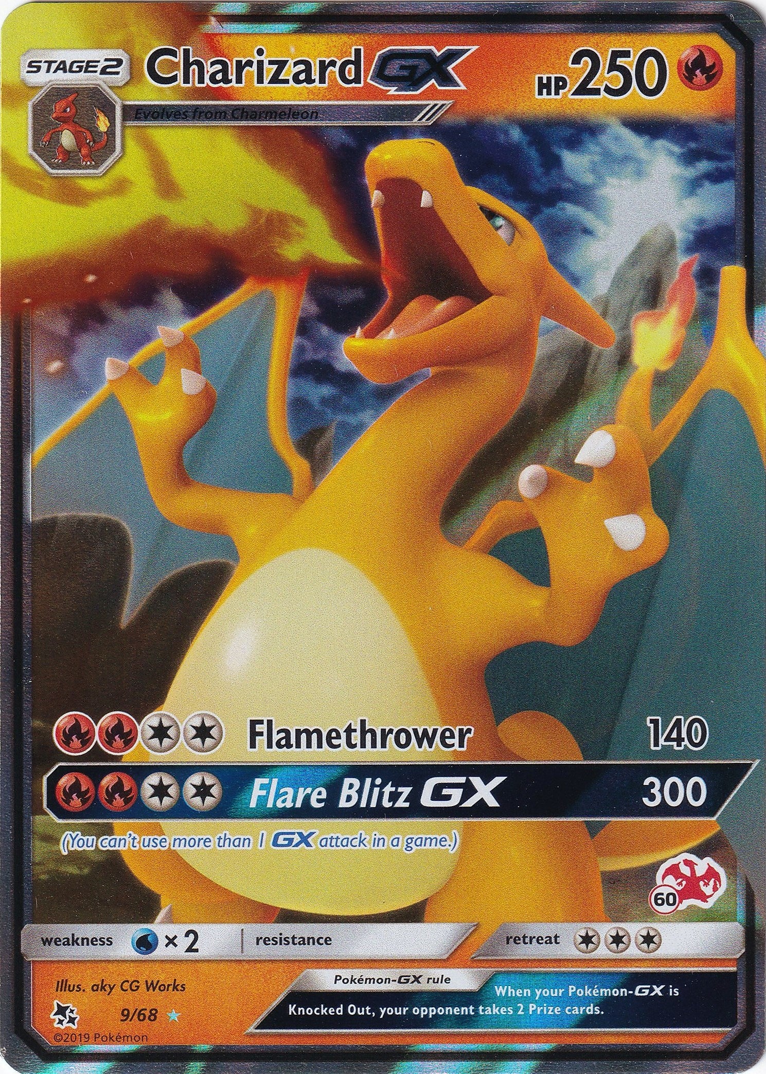 Image for Charizard GX - 9/68 (#60 Charizard Stamped) (009/068) [Battle Academy] - Pokemon