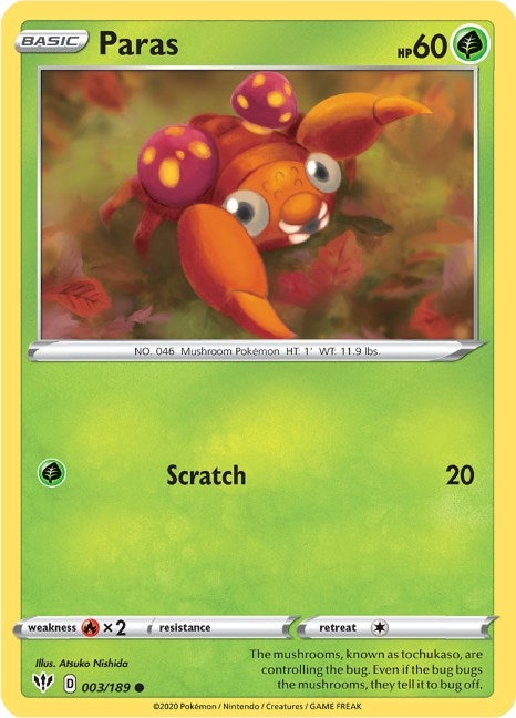 Image for Paras (003/189) [SWSH03: Darkness Ablaze] - Pokemon