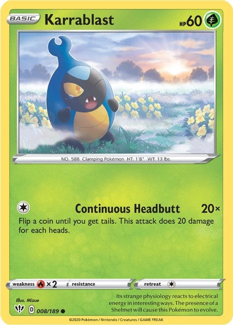 Image for Karrablast (008/189) [SWSH03: Darkness Ablaze] - Pokemon