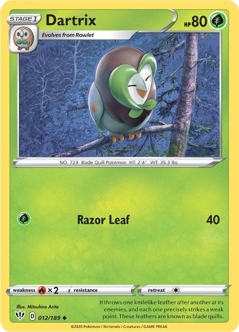 Image for Dartrix (012/189) [SWSH03: Darkness Ablaze] - Pokemon
