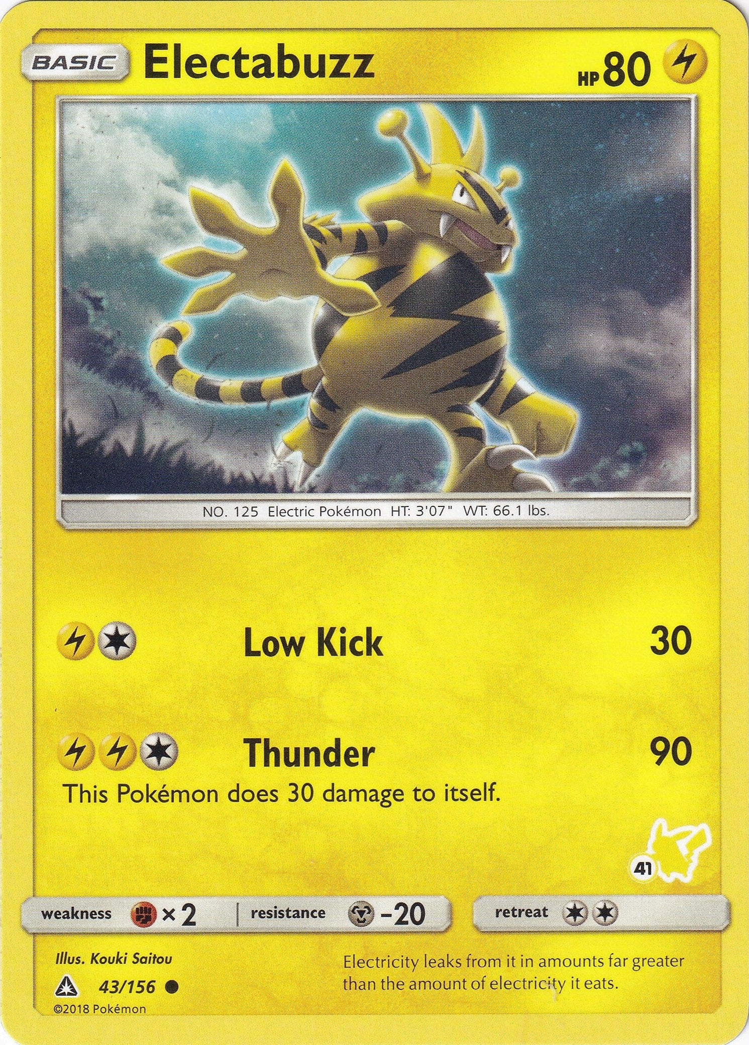 Image for Electabuzz - 43/156 (#41 Pikachu Stamped) (043/156) [Battle Academy] - Pokemon