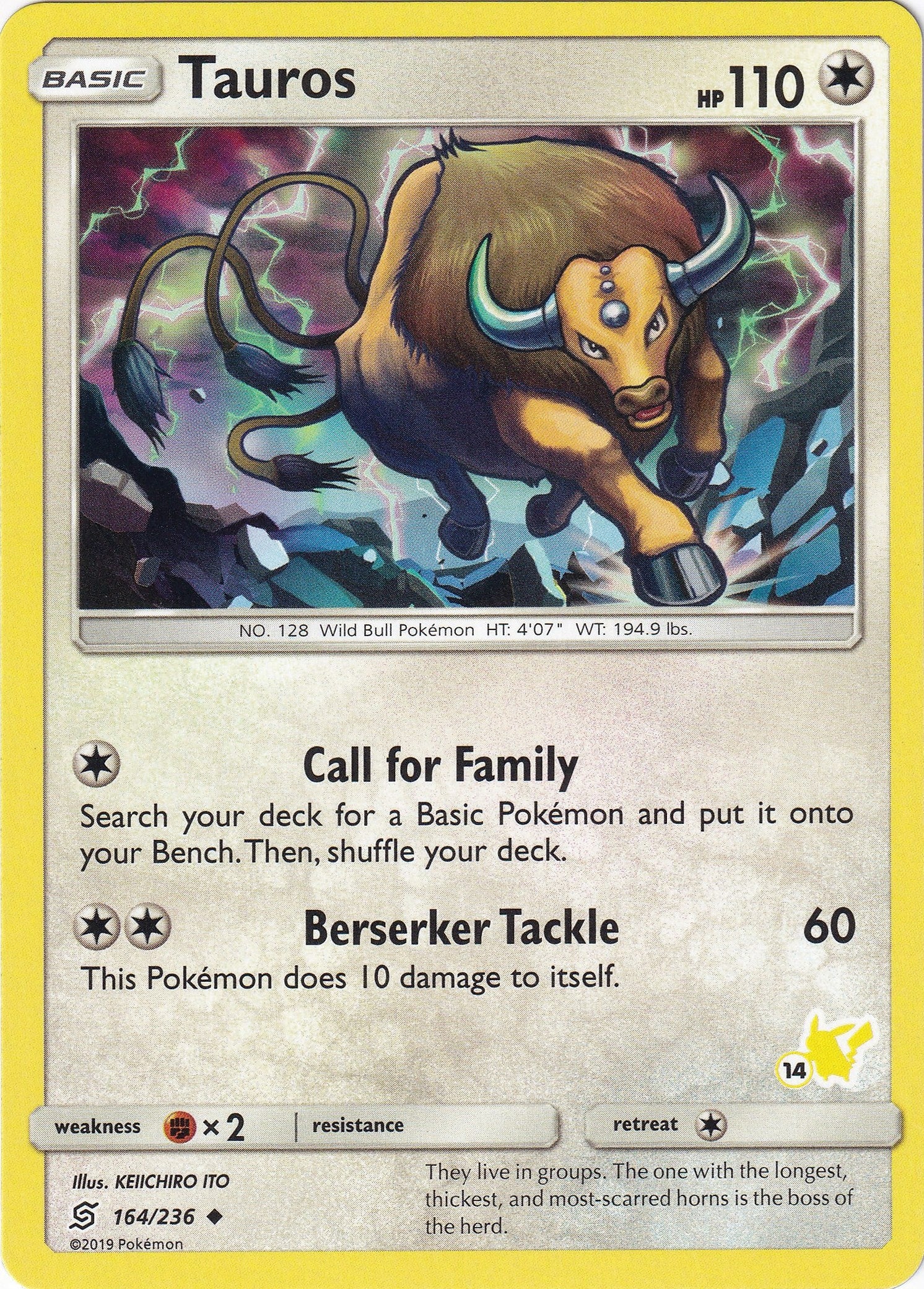 Image for Tauros - 164/236 (#14 Pikachu Stamped) (164/236) [Battle Academy] - Pokemon