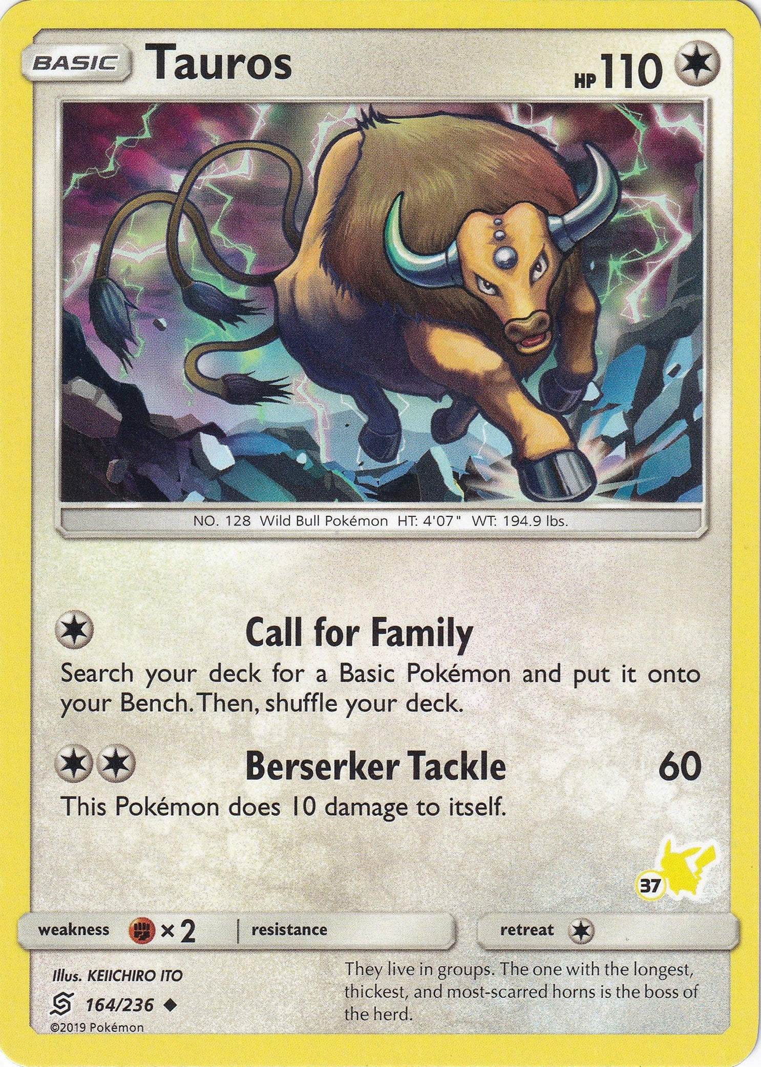 Image for Tauros - 164/236 (#37 Pikachu Stamped) (164/236) [Battle Academy] - Pokemon
