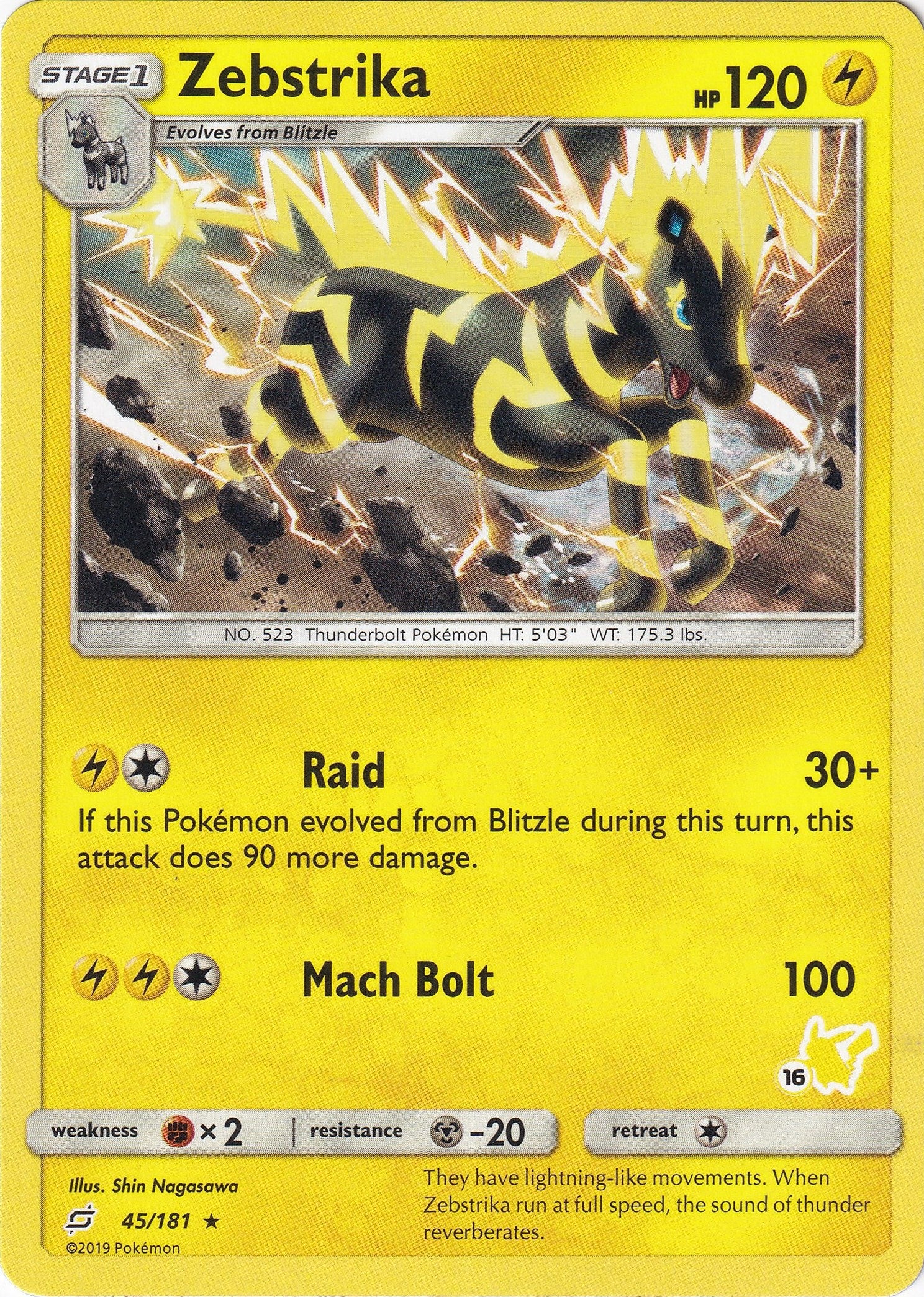 Image for Zebstrika - 45/181 (#16 Pikachu Stamped) (045/181) [Battle Academy] - Pokemon