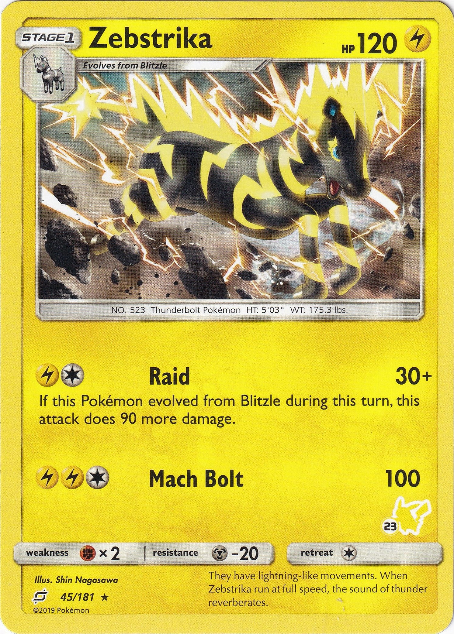 Image for Zebstrika - 45/181 (#23 Pikachu Stamped) (045/181) [Battle Academy] - Pokemon