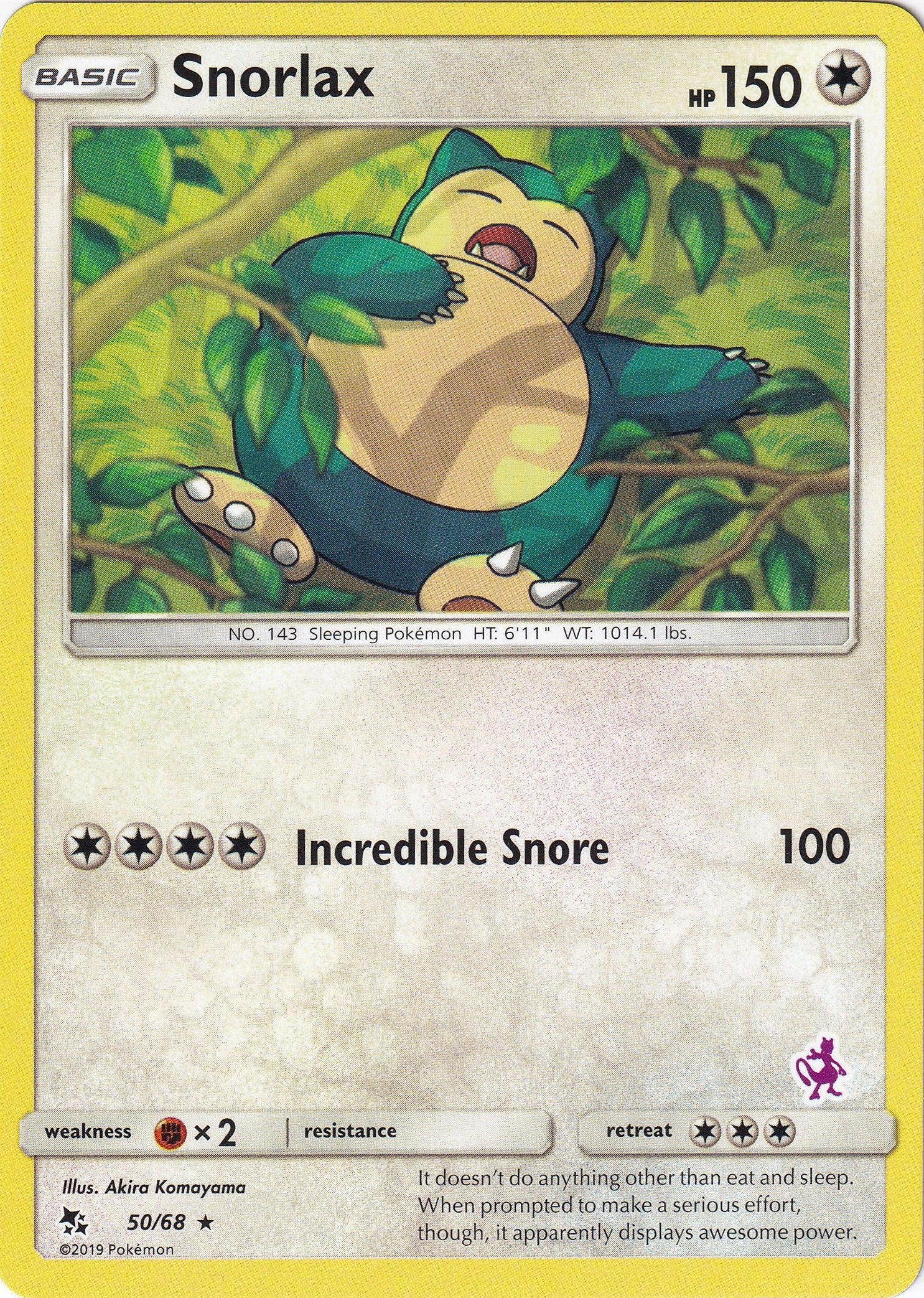 Image for Snorlax - 50/68 (Mewtwo Stamped) (050/068) [Battle Academy] - Pokemon
