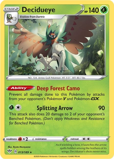 Image for Decidueye (013/189) [SWSH03: Darkness Ablaze] - Pokemon