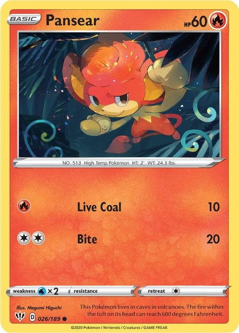 Image for Pansear (026/189) [SWSH03: Darkness Ablaze] - Pokemon